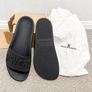 Psycho Bunny Slides Mens 12 Black Knit Logo Sandal EUC Psycho Bunny Men main image 3